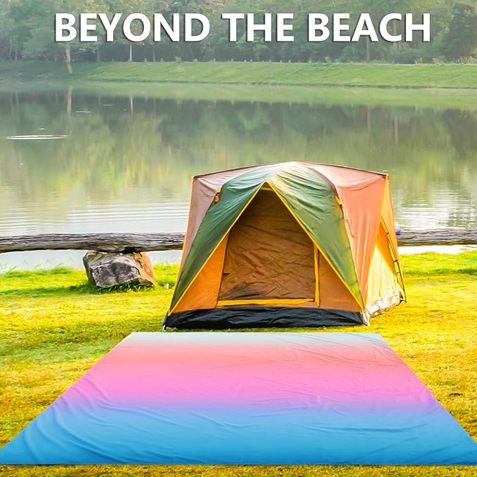 WIWIGO Beach Blanket Waterproof Sandproof Beach Mat 79" X 83"/10'x9'for 2-8 Adults Quick Drying Outdoor Picnic Mat Beach Accessories for Travel, Camping, Hiking