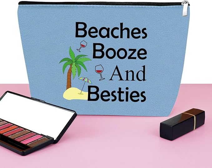 Beach Gifts for Women Friends Makeup Bag Beach Lover Gifts Funny Vacation Gift Seaside Themed Cosmetic Bag for Women Birthday Christmas Graduation Present for Besties Sister Travel Pouch（blue）