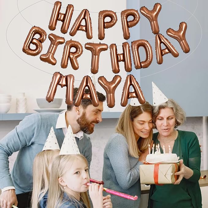 TONIFUL 65 Pcs 16 Inch Brown Happy Birthday Balloons and 2 Sets A-Z Foil Letters Balloons DIY Personalized Phrase Banner for Birthday Celebration Halloween Thanksgiving Christmas Party Decorations