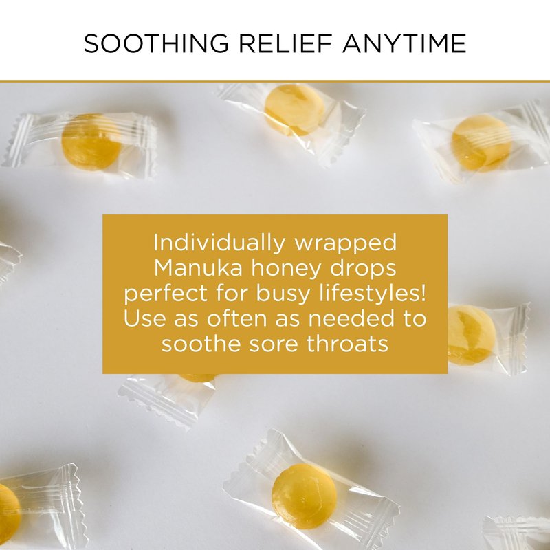 Mount Somers UMF 15+ Manuka Honey Drops - 26pcs Soothing Throat Lozenges from New Zealand, Natural Relief for Sore Throats