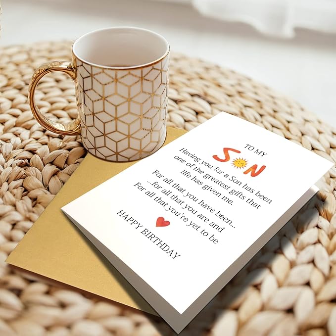 Chenive Funny Son Birthday Card from Mom and Dad, Happy Birthday Card Gift for Sons, Adult Sons Bday Greeting Cards from Parents, Having You For A Son Has Been One Of The Greatest Gifts