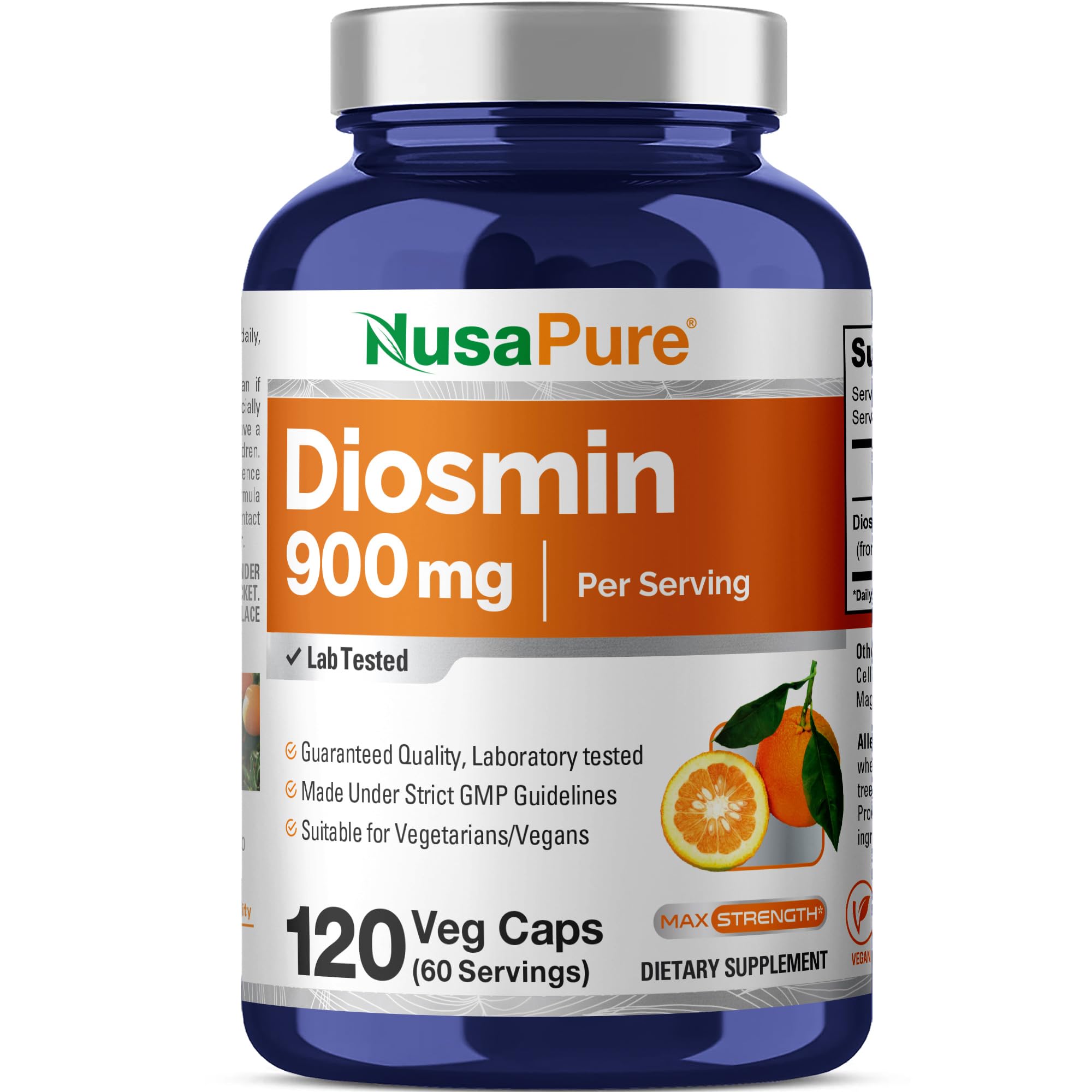 NusaPure Diosmin 900mg per Serving 120 Veggie Caps (Non-GMO, Vegan)