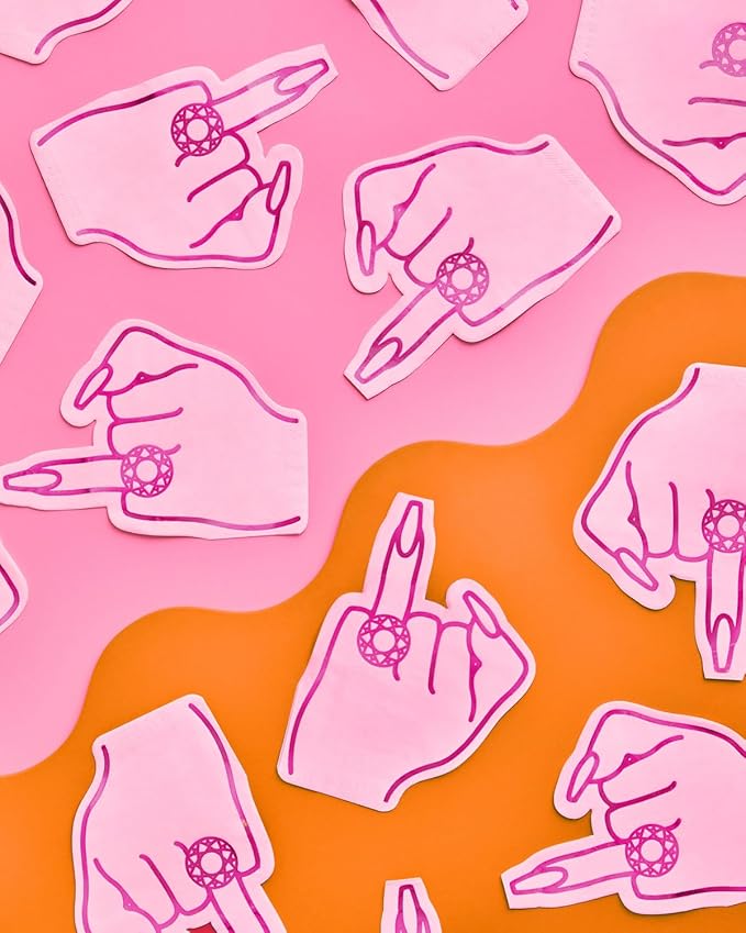 xo, Fetti Bachelorette Party Ring Finger Napkins - 25 count | Rose Gold + Pink 3-ply Cocktail Napkins, Bach Decorations, Bridal Shower Gift, Engagement Party