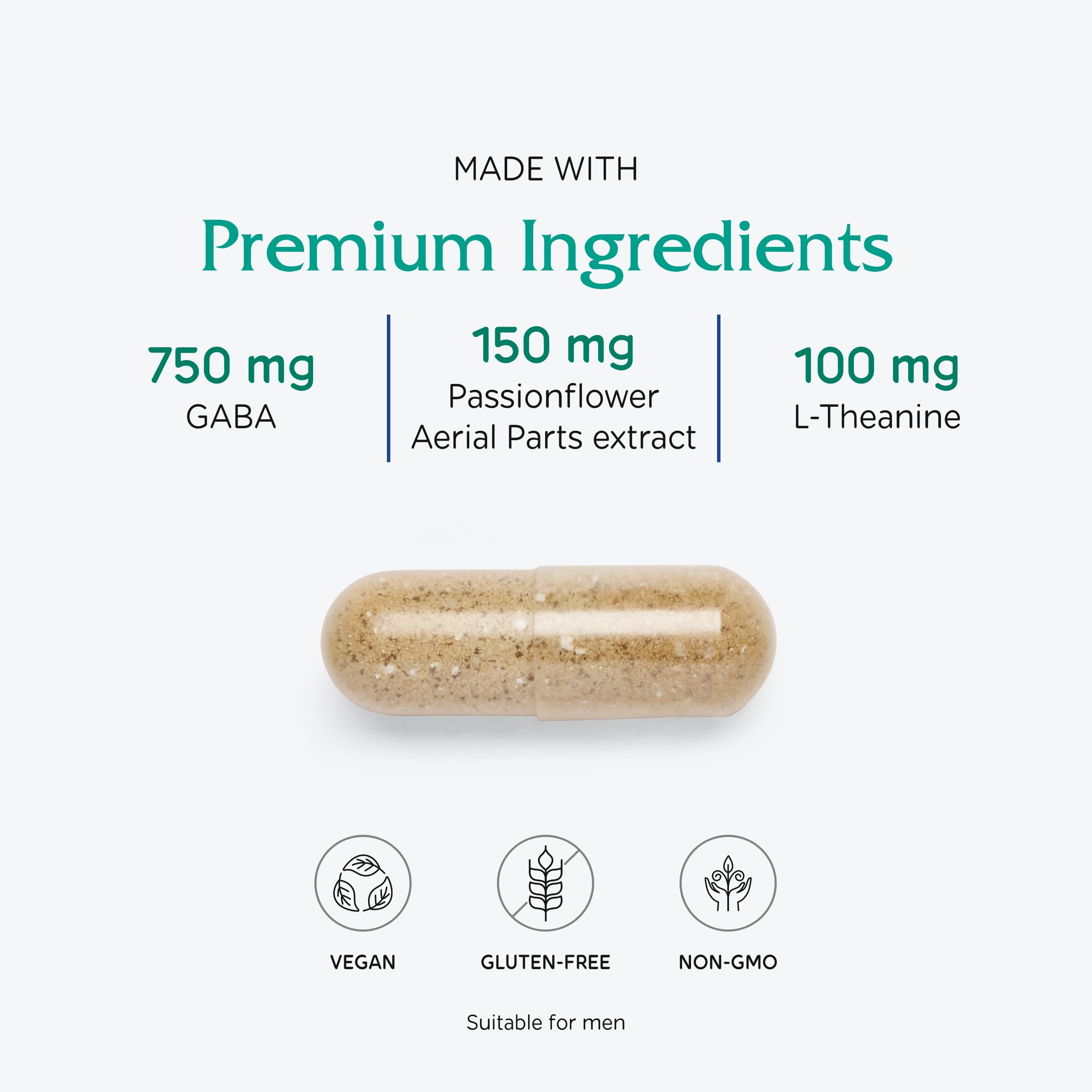 Vitanica, GABA Ease, Calming Support, Vegan, 60 Capsules
