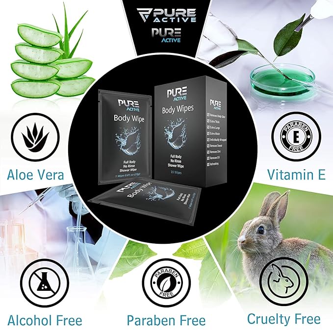 Shower Body Wipes, 480 Individually Wrapped Personal Hygiene Body Cleansing Wipes for Women and Men, Keep Clean After Gym Travel Camping Outdoors Sports