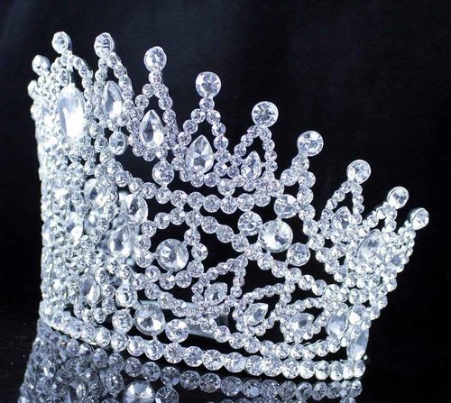 Janefashions Sexy Beauty Queen Clear White Austrian Rhinestone Crystal Large Tiara Crown Hair Combs Jewelry Headpiece Pageant T2178 (Silver Plated With Combs)