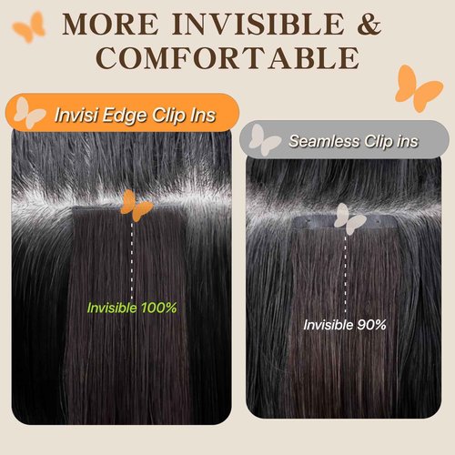 TESSHAIR Remy Hair Extensions Clip in Human Hair Natural Black Clip in Extensions Real Human Hair 18 Inch Real Hair Extensions Clip in Human Hair Straight Human Hair Clip Ins 120g 7Pcs