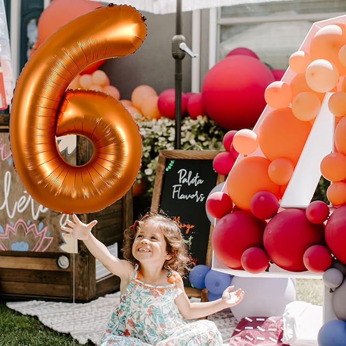 TONIFUL 40 Inch Orange Large Numbers Balloon 0-9 Birthday Party Decorations,Big Number 6 Foil Balloon Digital 6 for Birthday Party,Wedding, Bridal Shower,Engagement,Graduations,Anniversary,Baby Shower