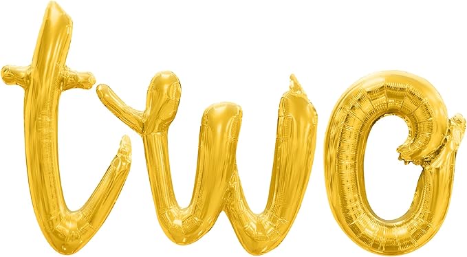 Cursive Script Letter Balloons - TWO 16" Inch Alphabet Letters Foil Mylar Balloon 2nd Birthday Party Banner (Gold)