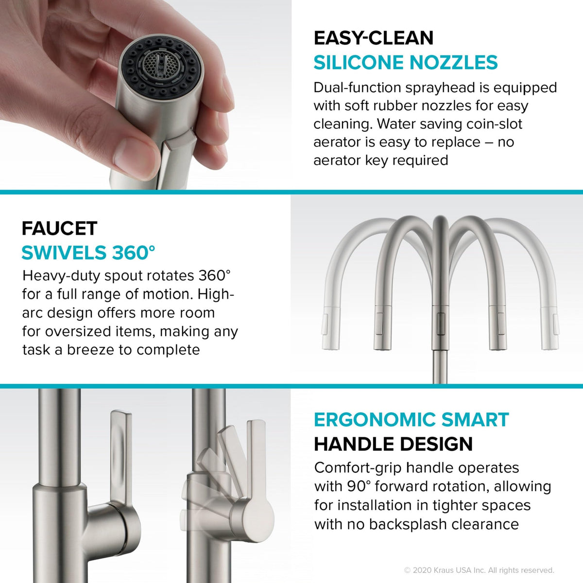 KRAUS Oletto Single Handle Pull Down Kitchen Faucet in Spot Free Stainless Steel, KPF-2820SFS