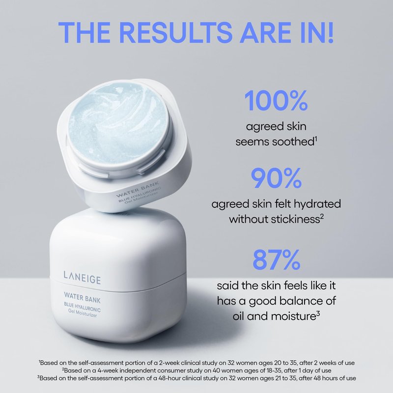 LANEIGE Water Bank Blue Hyaluronic Gel Moisturizer Mini: Lightweight Hydrating Face Gel with Mint Extract, Hypoallergenic & Dermatologist-Tested