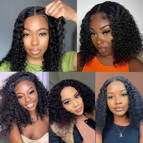 ISEE Wear and Go Glueless Wigs Human Hair Pre Plucked Deep Wave Bob Wig Human Hair Lace Front Wigs for Women Upgraded No Glue Pre Cut 6x4 Lace Closure Glueless Wigs for Black Women Human Hair 12 Inch