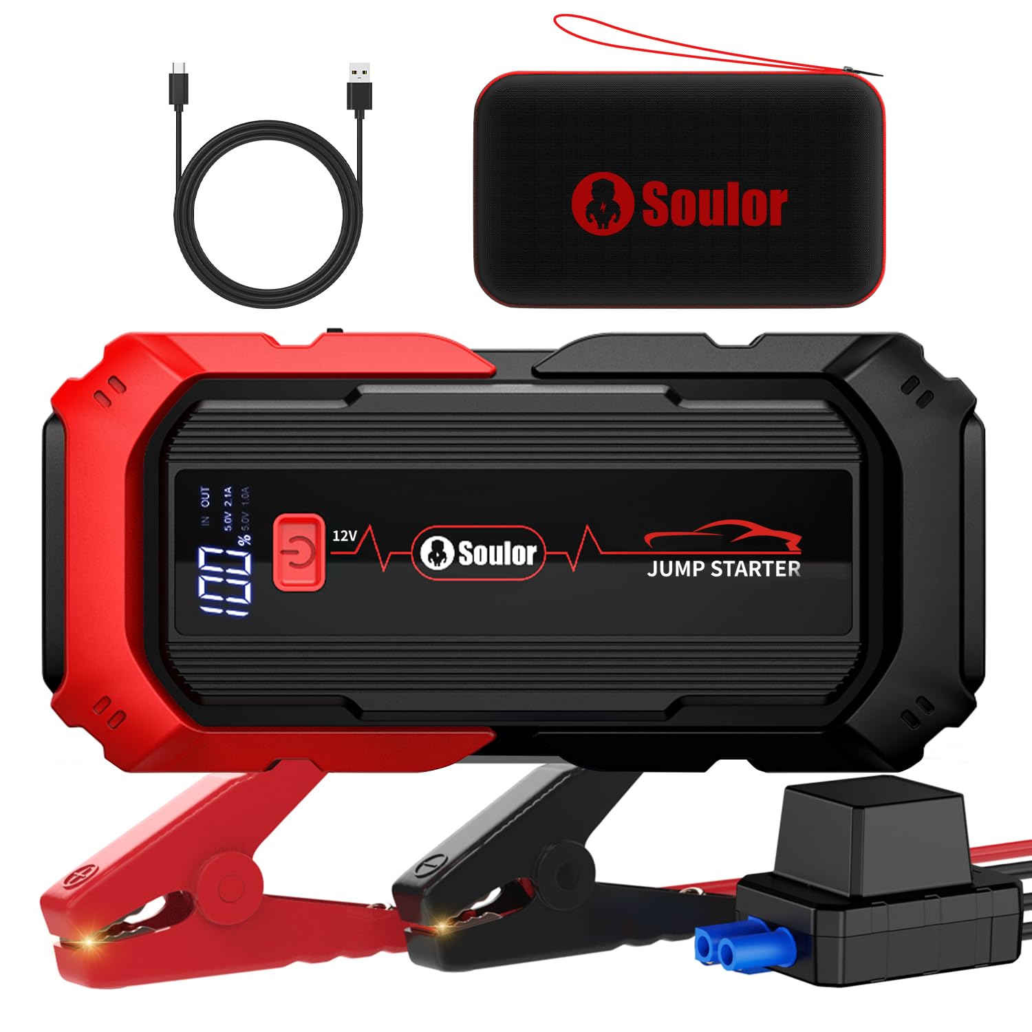 Jump Starter with Air Compressor, 6000A Battery Jumper Starter Portable, 12V Jump Box Car Jump Starter Portable with 150PSI Tire