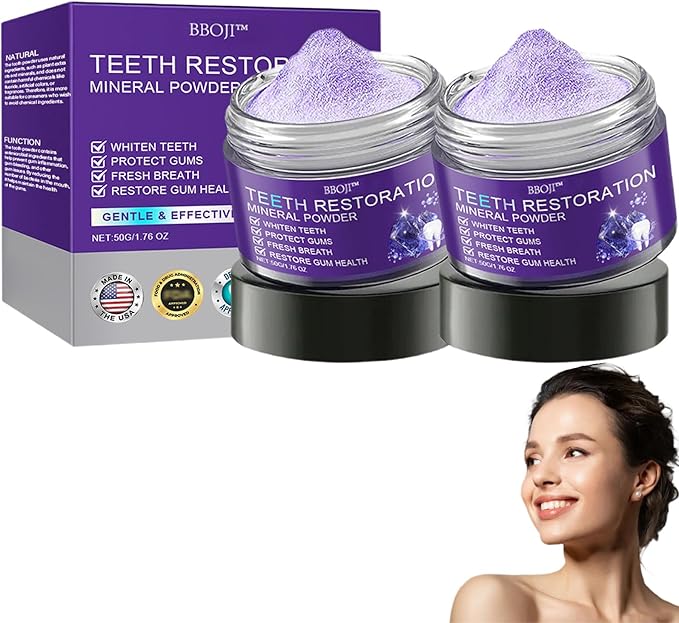 BBOJI Teeth Restoration Mineral Powder, Tooth Restoration Powder, Natural Teeth Restoration Powder-50g, Professional Oral Care, Protect Gums and Freshen Breat (2 Bottle)