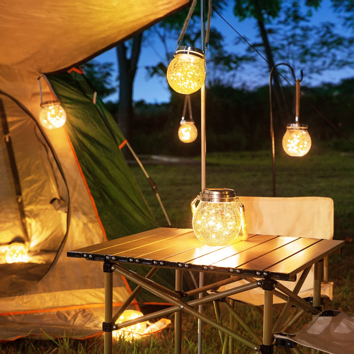ROSHWEY Solar Lantern, 2 Pack Outdoor Lanterns with 30 LED Waterproof Garden Decor Patio Solar Lights Outdoor Decorative Backyard Outdoor Hanging, Warm Light
