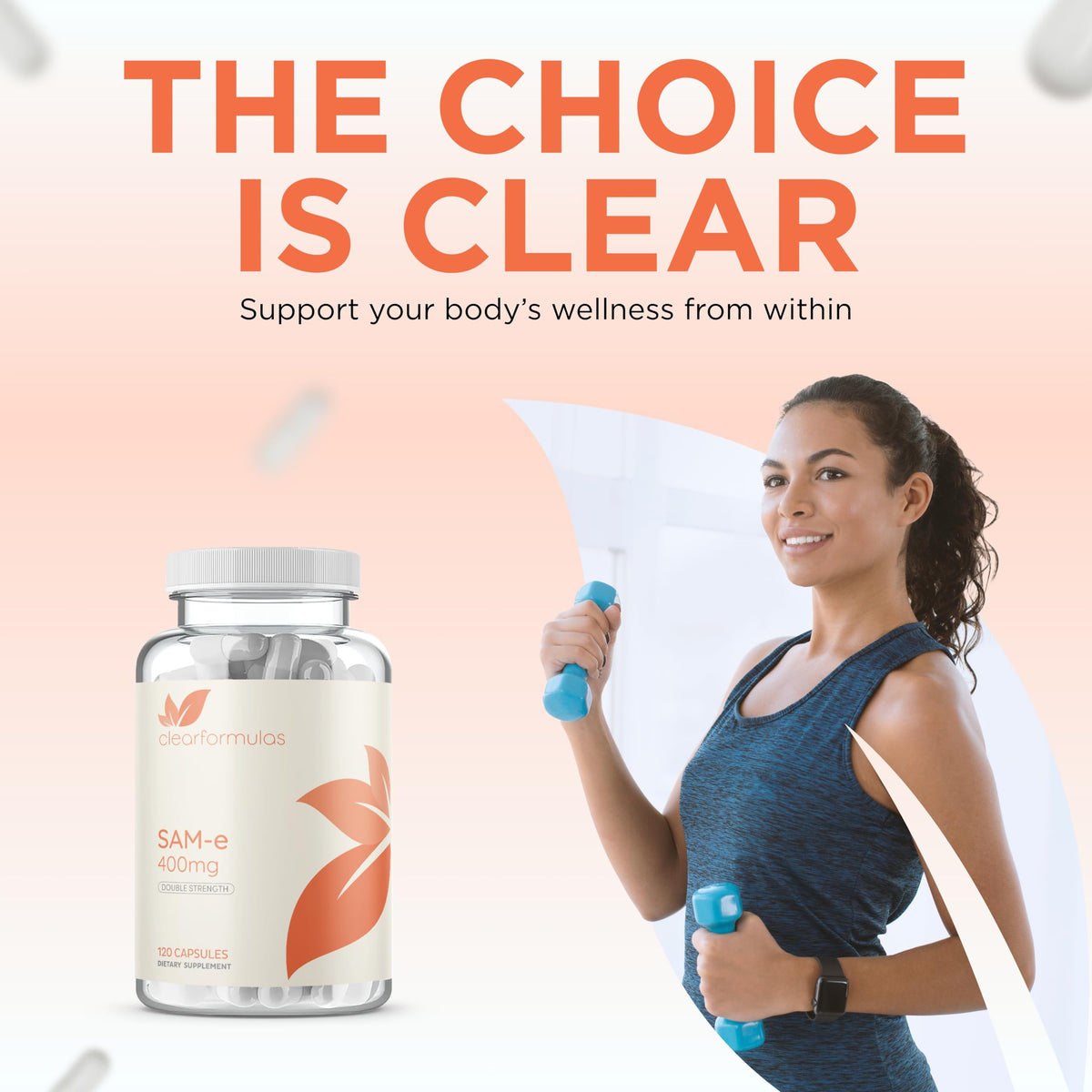 Clear Formulas Bioactive SAM-e 400mg - High Strength SAM-e Supplement with Biologically Active S,S Form for Liver and Mood Support - Vegan Non-GMO Preservative Free - Made in The US (120 Servings)