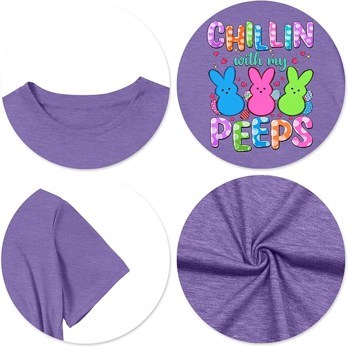 LAZYCHILD Women Easter Teacher Shirts: Funny Treat All with Kindness T-Shirt Bunny Rabbit Tee Tops