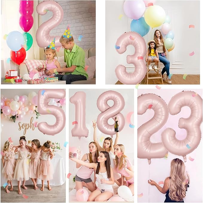 40 inch Pink Number Balloon Light Pink 7 Balloon Matte Pink Number 7 Balloon for 7th Birthday Party Decorations