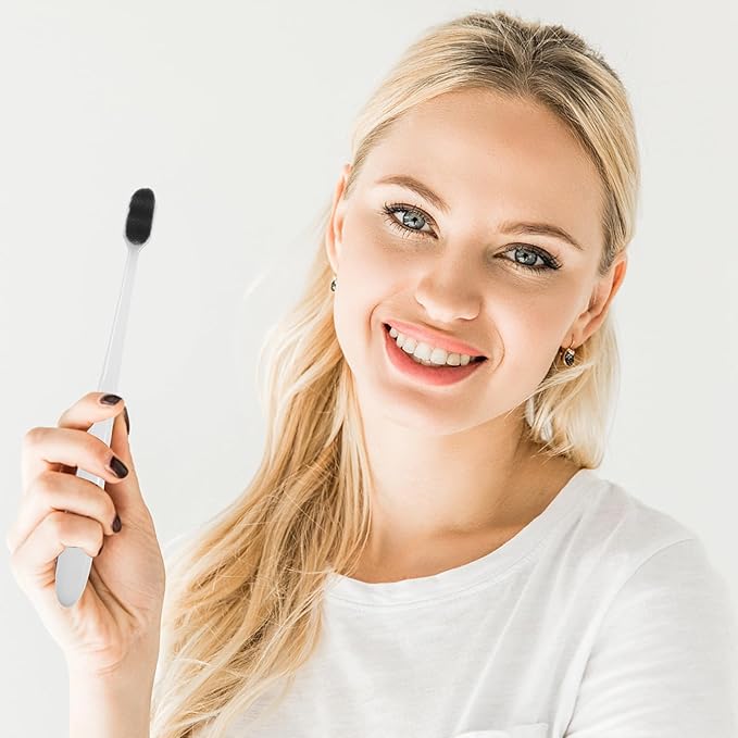 Soft Toothbrushes for Adults 4pcs, Extra Soft Bristles with Black Curved Design, Lightweight Manual Toothbrushes for Travel and Daily Oral Care
