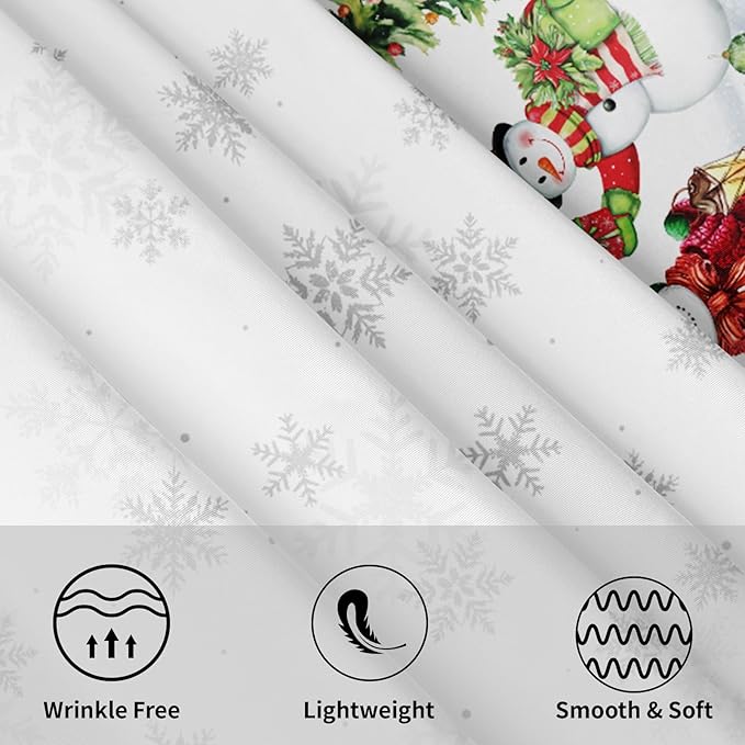 Christmas Snowflake Round Tablecloth White Tablecloth 70 Inch Xmas Snowman Pattern Circle Table Cloth Winter Holiday Table Cover Indoor Decor for Home Kitchen Dinning Party