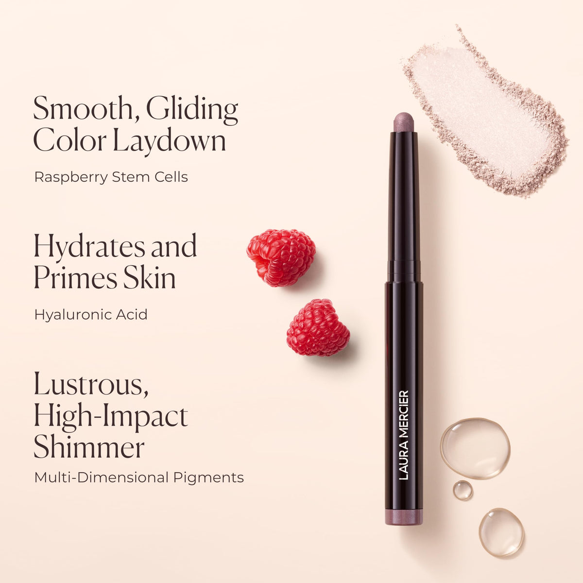 Laura Mercier Caviar Stick Cream Eyeshadow: Shimmer Finish, 24HR Wear, Long Lasting, Rich Color, Easily Blendable and Buildable, Waterproof, Hyaluronic Acid Infused, Eyeshadow Stick Set, Modern Rose