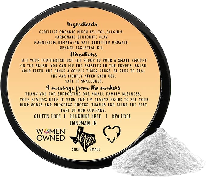 Simply Sooney Fluoride Free Remineralizing Tooth Powder Kid Safe Orange Formula Value Size Up to 6 Month Supply I for Naturally Stronger Teeth I Healthier Gums I Brighter Smile