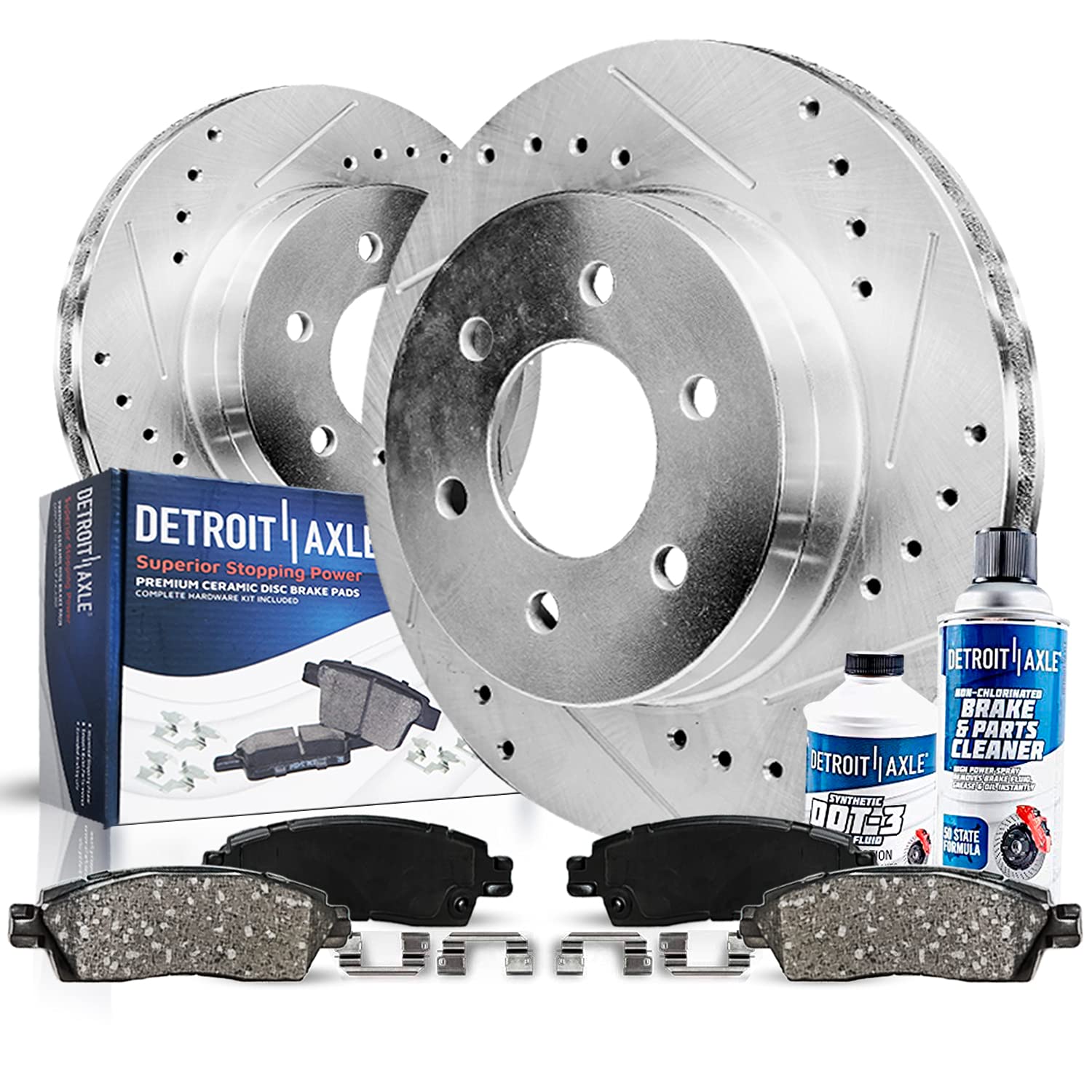 Detroit Axle - Rear Brake Kit for Chevy GMC Silverado Sierra Yukon XL Suburban Avalanche 1500 Tahoe Escalade ESV EXT Replacement