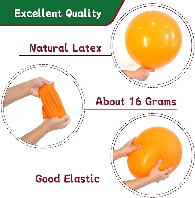 AZOWA 24 Inch Orange Balloon 10 Large Latex Balloons for Party Wedding Birthday Baby Shower Decoration (Orange, 10 Pcs)