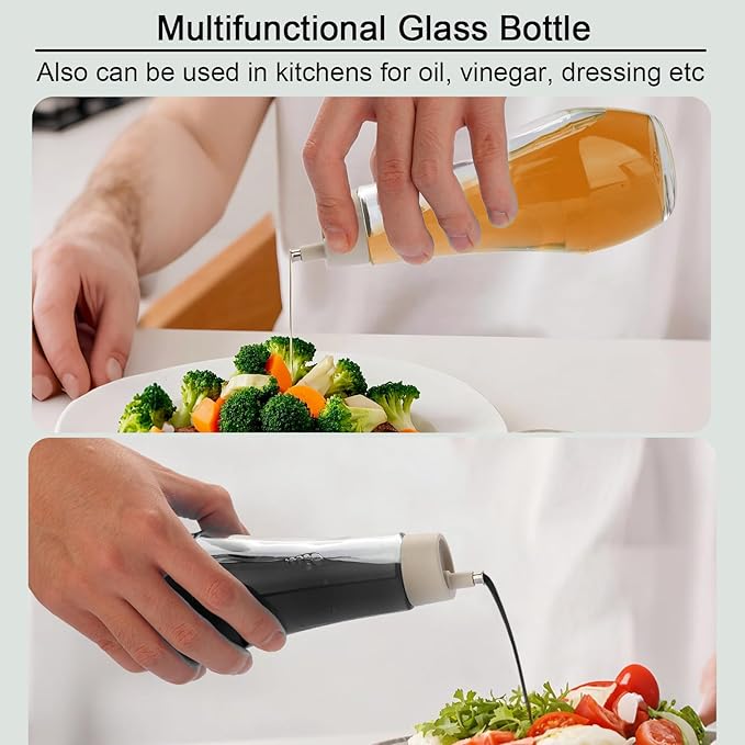 Tiyafuro 2PCS Glass Mouthwash Dispenser for Bathroom, 8.8OZ Mouth Wash Container Bottle with Lid Cup, Small Clear Refillable Mouthwash Holder Decanter for Countertop, Multifunctional Glass Bottle