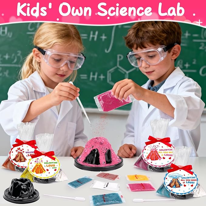 24Pack Erupting Volcano Science Kit Birthday Party Favors Goodie Bags Easter Basket Stuffers for Kids 4-8 8-12 Classroom Treasure Chest Carnival Prize Box Toys Bulk Pinata Filler Return Gifts
