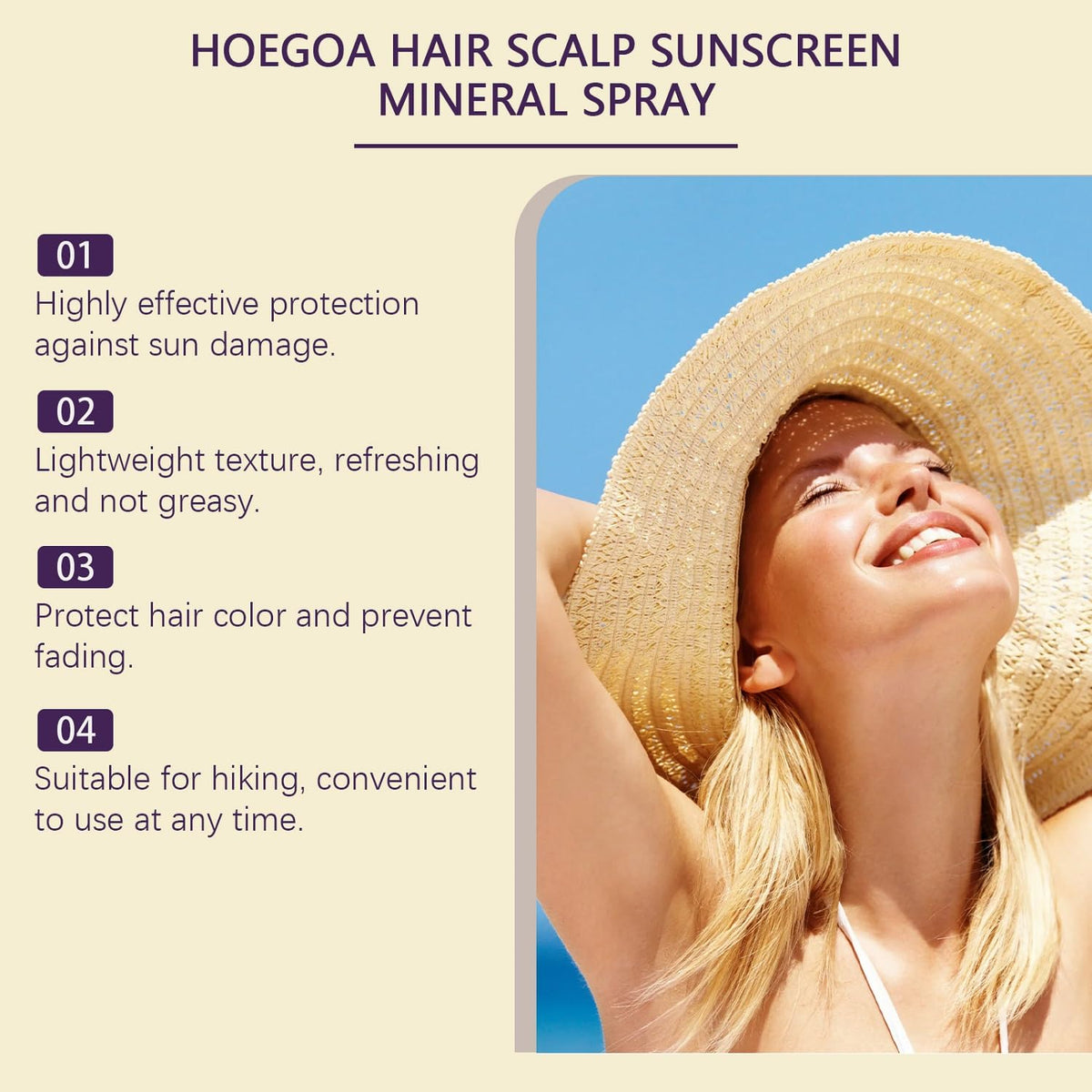 2PC Ultimate Hair and Scalp Sunscreen Spray SPF 30,Color-Lock UV Shield for Dyed/Highlighted Hair, Prevents Color Fade & Dryness, Non-Greasy Protection(100ml)