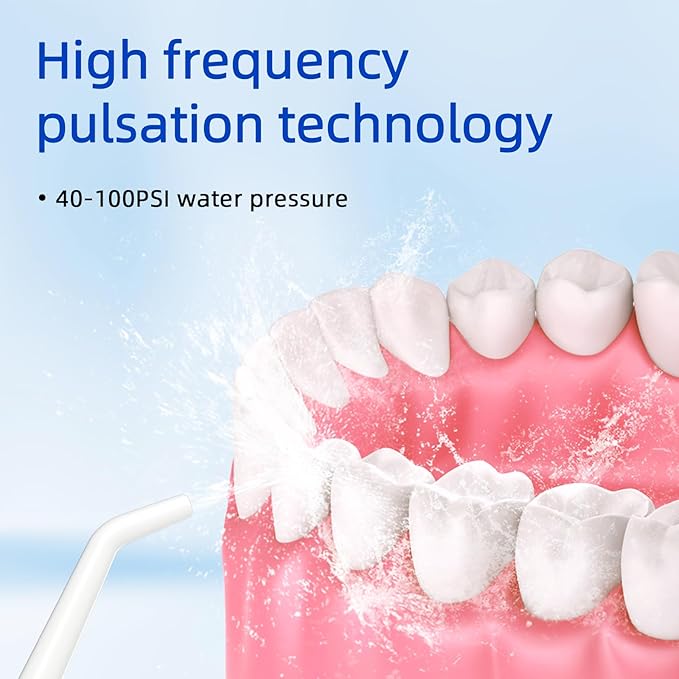 Water Dental Flosser Teeth Pick: 4 Modes Travel Portable Water Flosser, Rechargeable Irrigation Cleaner for Teeth, 300ML Cordless Oral Irrigator with 5 Jet Tips, IPX7 Waterproof Dental Flosser