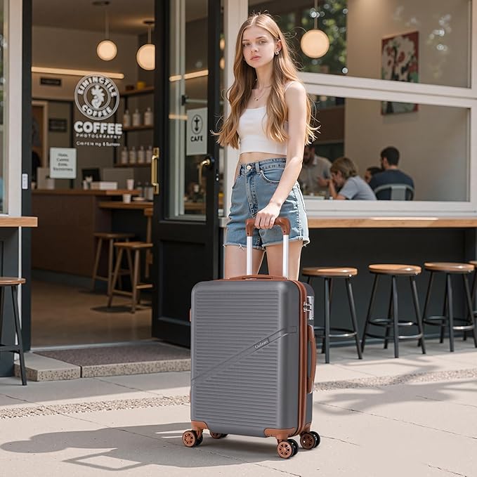 Cosbarn Carry On Luggage Set 22x14x9 Airline Approved, 3 Piece 20 Inch Lightweight ABS Hardside Suitcases with Wheels and TSA Lock, Durable Waterproof Travel Suitcase for Men Women