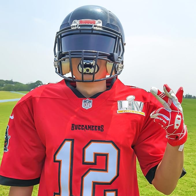 LeCool Football Mouth Guard with Connected Strap- 3D Beast Chrome Adult and Youth Mouth Guard-Mouth Piece for Sports for Maximum Air Flow and Teeth Protection