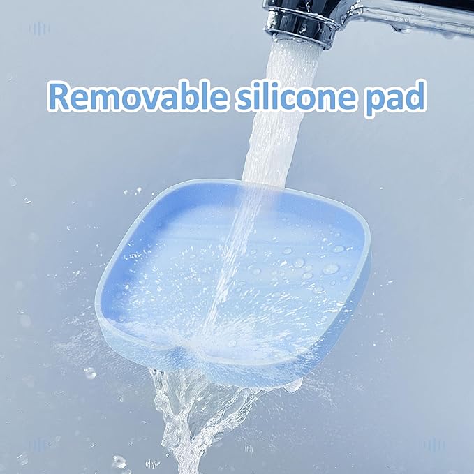 Retainer Case Slim Aligner Case with Vent Holes Removable Inner Tray Silicone for Easy Cleaning (1Pack White Blue)