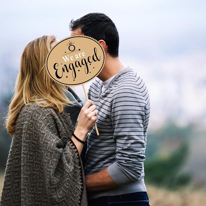 Blulu 10 Pieces She Said Yes Sign Engagement Photo Props Engagement Announcement Photo Prop Kit Signs Cardboard for Wedding Party