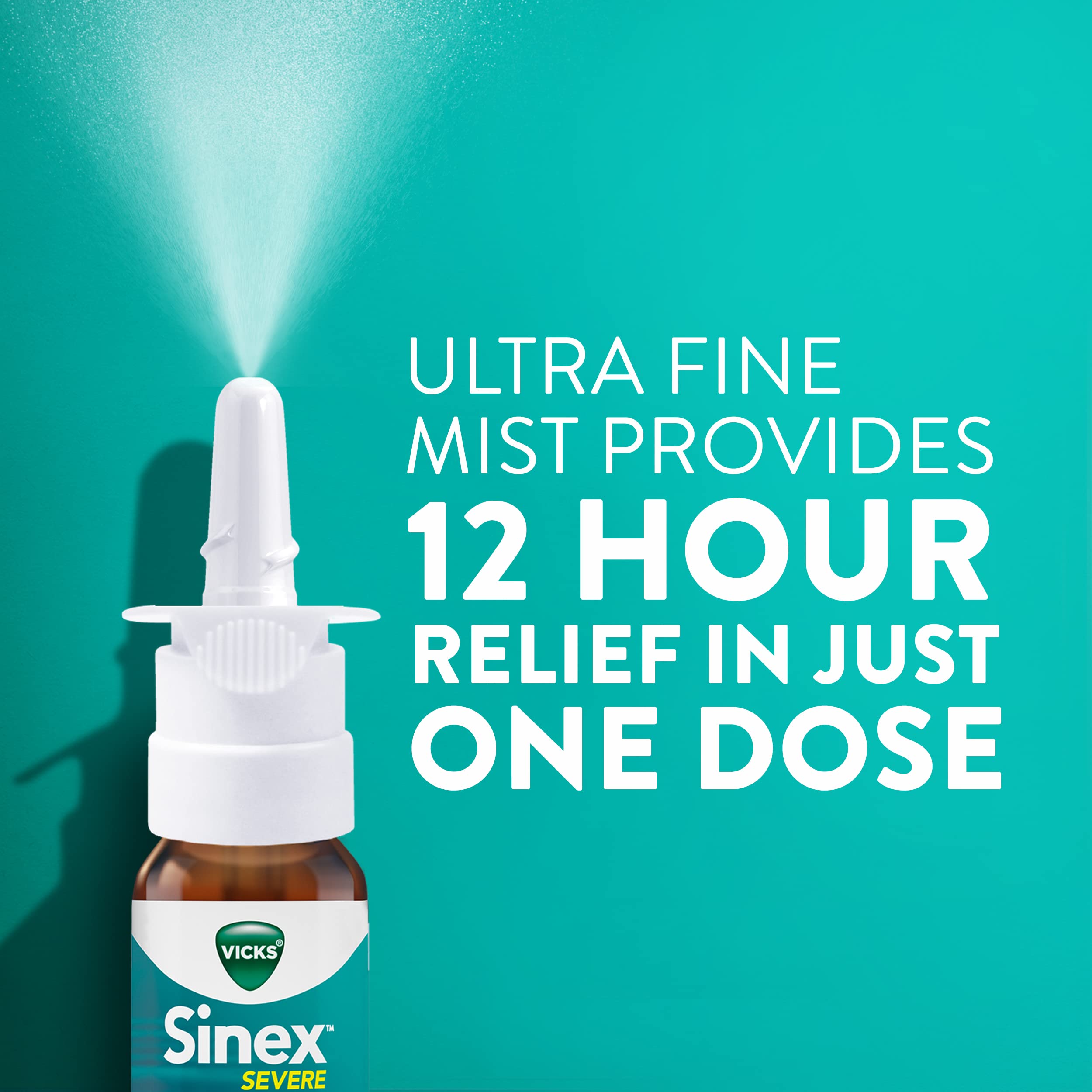 Vicks Sinex Severe Nasal Spray, Original Ultra Fine Mist, Decongestant Medicine, Relief from Stuffy Nose Due to Cold or Allergy, & Nasal Congestion, Sinus Pressure Relief, 265 Sprays (Pack of 2)