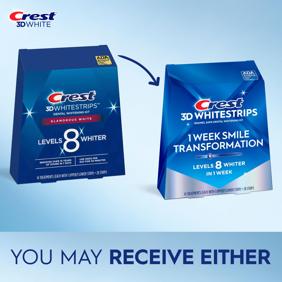 Crest 3D Whitestrips, 1 Week Smile Transformation, Whitestrips 3D White, Teeth Whitening Strip Kit, 14 Treatments (Each with 1 Upper/1 Lower), 28 Strips