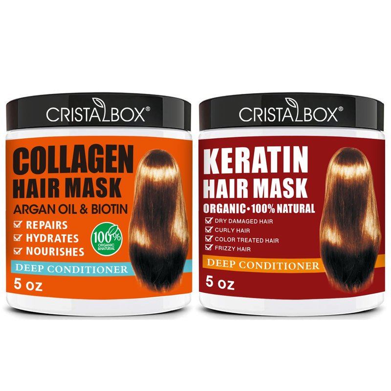 2 Pack Collagen Hair Mask & Keratin Hair Mask,Keratin Hair Treatment,Repair Treatment Deep Conditioning Hair Treatment Mask for Damaged Hair,Hydrating Conditioner with Argan Oil for Dry Hair