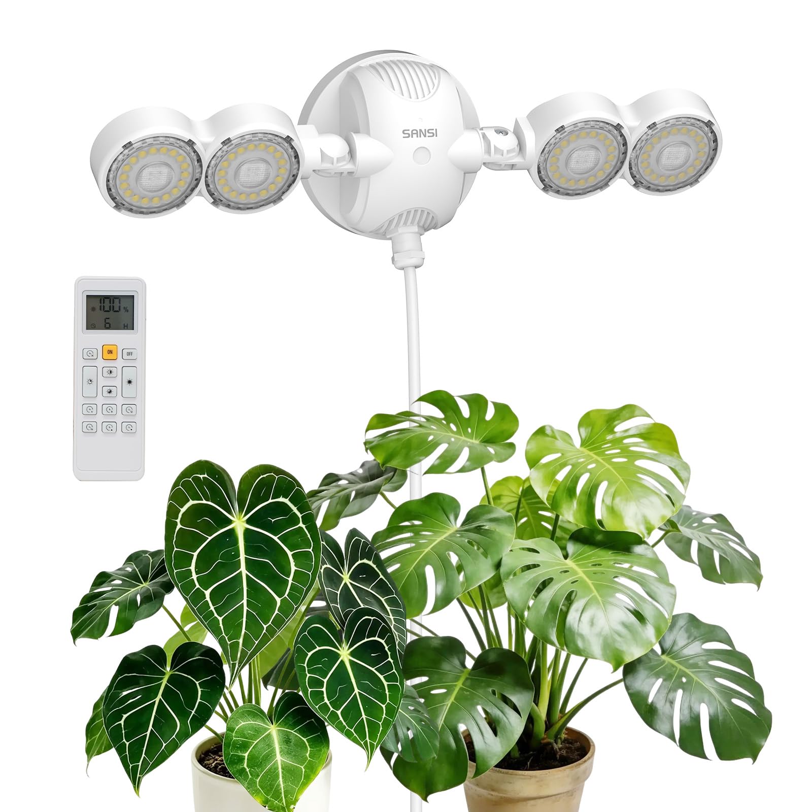 SANSI Wall Mounted Grow Light, 30W Dual Head Full Spectrum with Remote