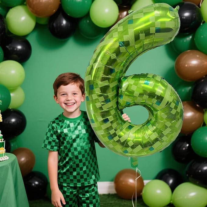 Green Number Balloons, Gaint Green Pixel Number 4 Balloon 40 Inch Dark green 4 Balloon for Boys Girls Kids 4th Birthday Party Decoration