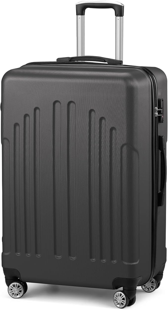 Karl home 28 Inch Check-in Luggage with Spinner Wheels, ABS Hardshell Checked Suitcase with TSA Lock, Durable Large Suitcase Rolling Luggage for Men Women, Dark Grey