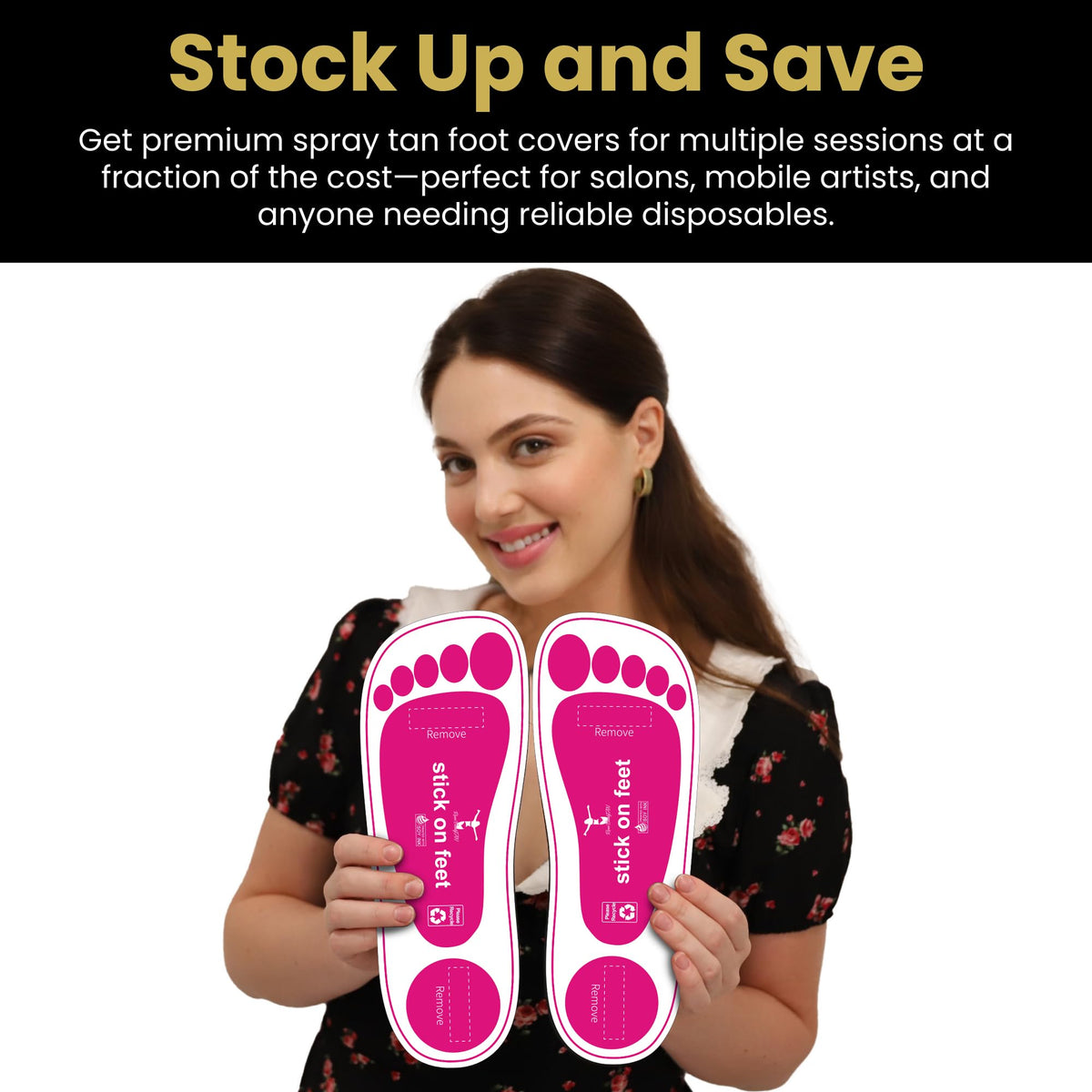 STICKONFEET Premium Feet Pads for Spray Tanning – Disposable Spray Tan Feet Pads – Hygienic and Easy-to-Use Foot Protectors Designed for Salons and Mobile Spray Tanning Professionals - 60 Pairs