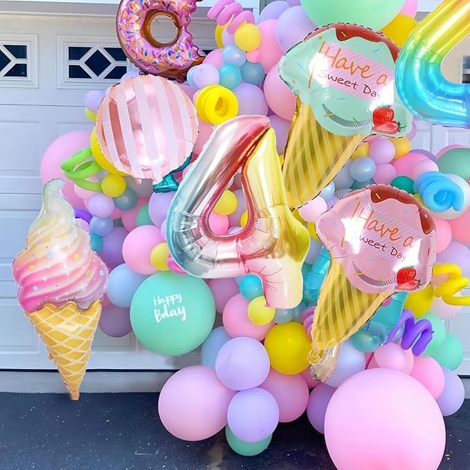 40 Inch Giant Rainbow Number 4 Balloons, Birthday Balloons, Helium Mylar Foil Big Number Balloons for Birthday Party Decorations, Kids' Birthday Anniversary Party Baby Shower Unicorn Parties