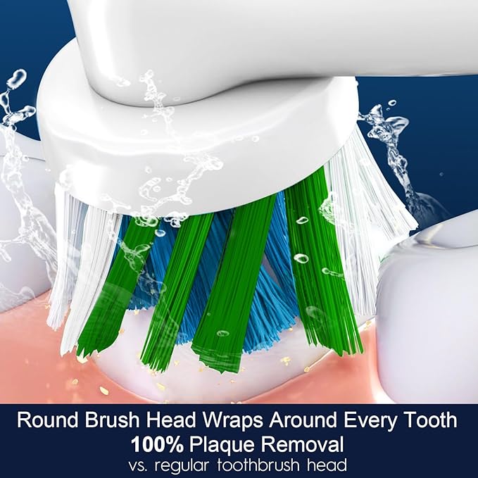 8 Count Precision Refills Replacement Heads Compatible with Oral B Braun for Sensitive Care, Brush Heads Compatible with Oral B Pro 1000/500/Genius x Electric Toothbrush Heads (White)