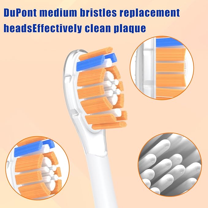 Replacement-Heads for Philips-Sonicare,Toothbrush-Heads for Sonicare Brushes Replacement A3 C2 C3 G2 G3 Click-On Handle,Medium Bristles Electric-Toothbrush-Heads,8 Pack