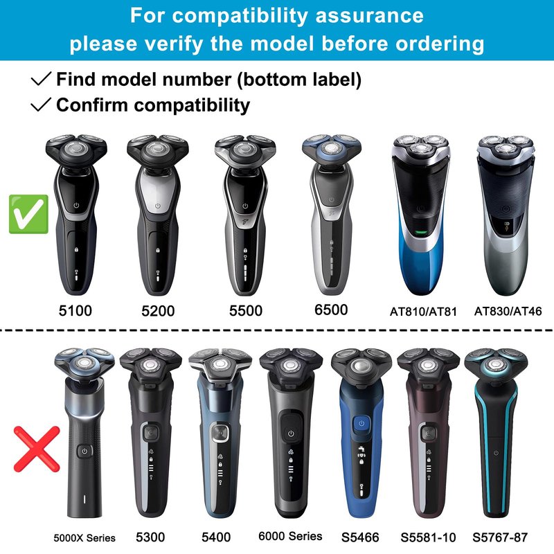 Replacement Heads Compatible with Philips Norelco 5000 Series, SH50 Replacement Blades for Philips Norelco SH50 Shavers, HQ8 Head for Norelco 5000 Shaver