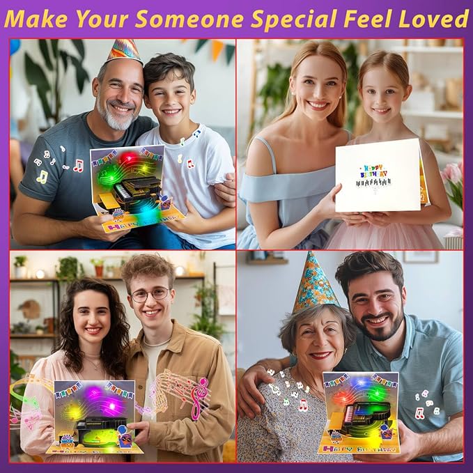GREETING ART Musical Birthday Cards, Piano Birthday Card With Music and Light, 3D Piano Card, Piano Pop Up Card, Piano Greeting Cards for Men Women