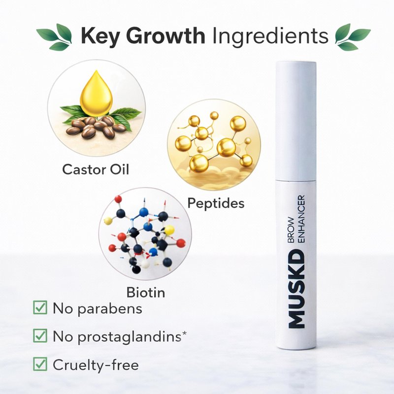 MUSKD Eyebrow Growth Serum (3ML) – Helps Grow Brows Faster & Thicker – Natural Formula, Vegan & Cruelty-Free