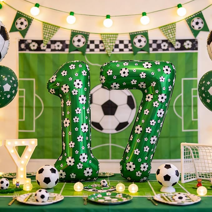 40 Inch Soccer Number 7 Balloons Large Foil Balloon Number 7 Birthday Deco World Cup Sports Soccer Theme Decoration For Soccer Party And Boy'S 7 th Birthday